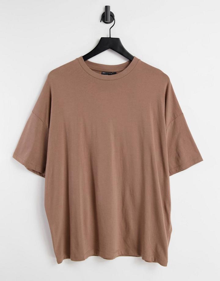 Asos Design Organic Oversized T-shirt In Brown