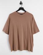 Asos Design Organic Oversized T-shirt In Brown