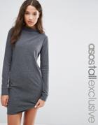 Asos Tall Bodycon Dress In Jumbo Rib - Charcoal