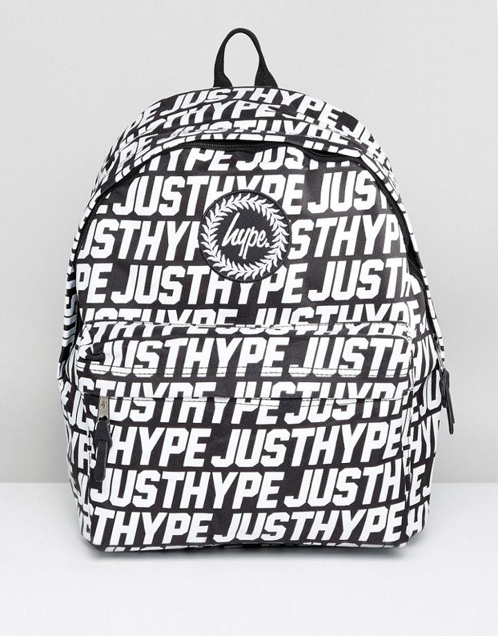 Hype Backpack In Black With Text Print - Black