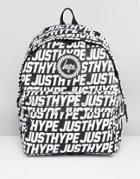 Hype Backpack In Black With Text Print - Black
