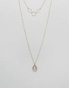 Asos Fine Open Shapes Multirow Necklace - Gold