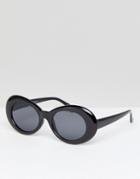 7x Oval Frame Chunky Sunglasses - Black