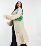 I Saw It First Plus Volume Sleeve Longline Cardi In Stone-neutral