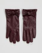 Oasis Bow Leather Glove - Red