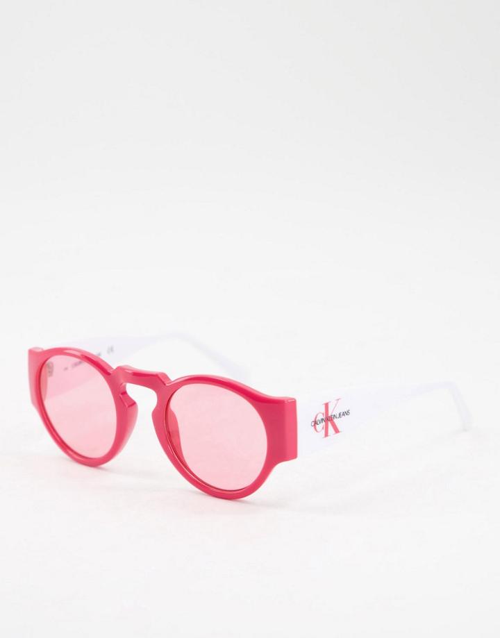 Calvin Klein Jeans Logo Sunglasses In Red