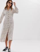 Nobody's Child Midi Shirt Dress In Abstract Animal - White
