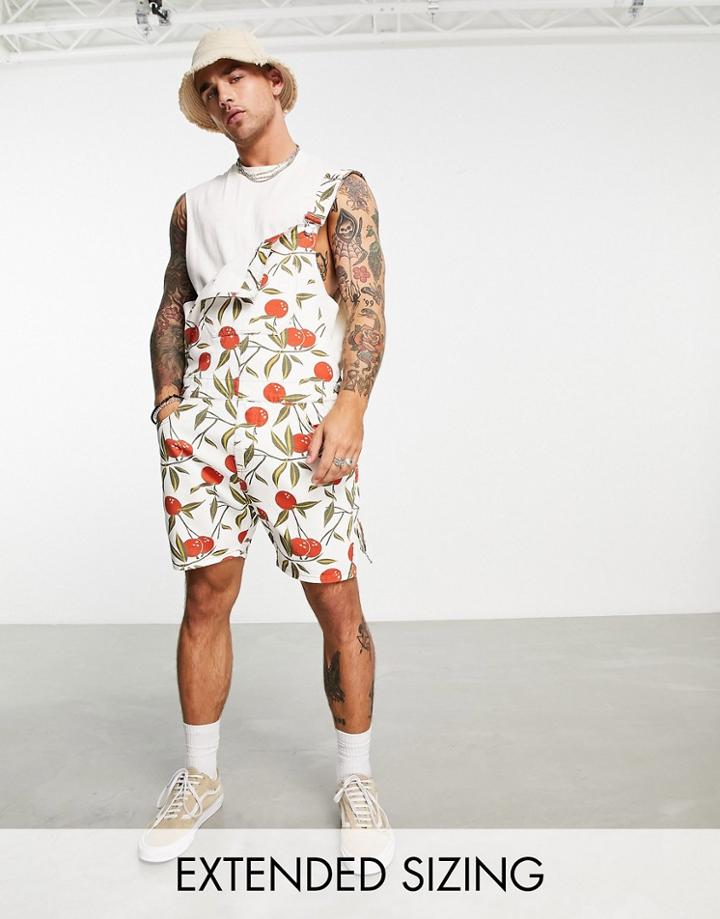 Asos Design Short Overalls With Fruit Print-multi