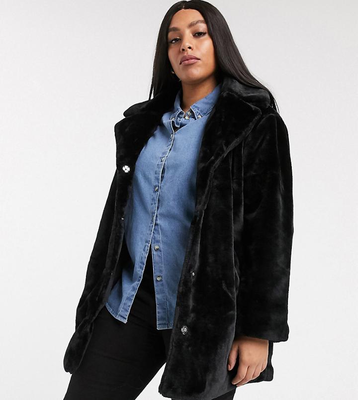 Brave Soul Plus Tamsin Faux Fur Jacket
