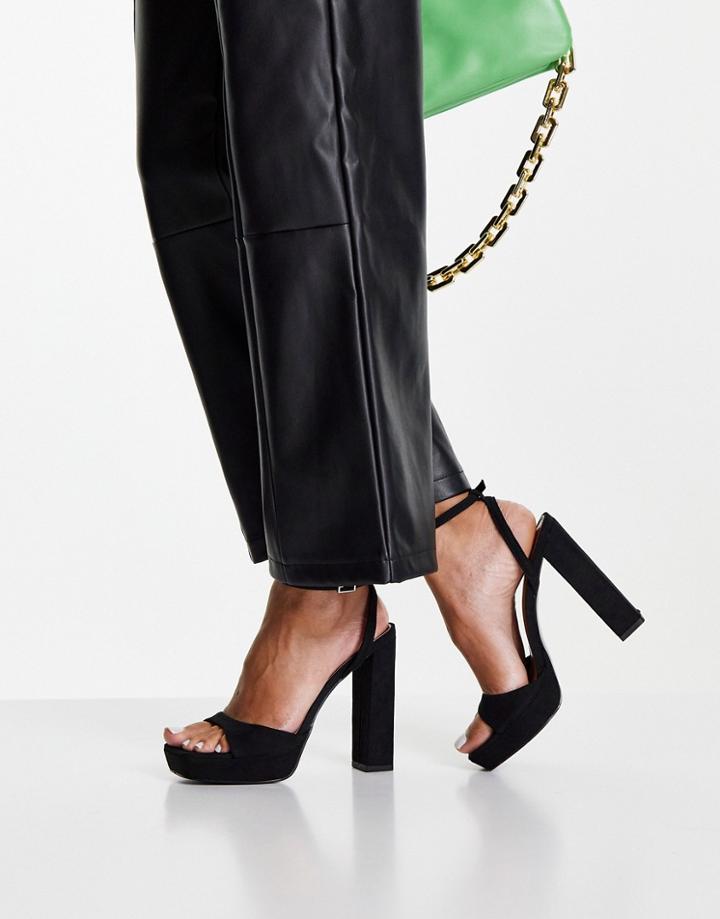 Asos Design Noun Platform Barely There Heeled Sandals In Black