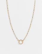 Asos Design Necklace With Circle Pendant In Gold Tone
