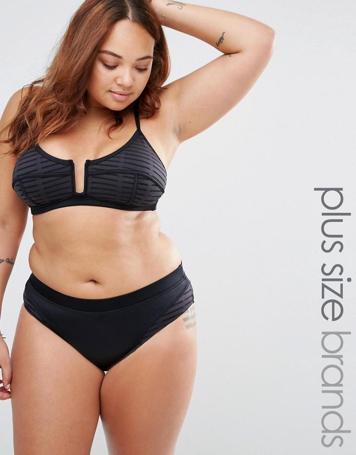 Robyn Lawley Burn Out Bikini Set With High Waist Bottoms - Black