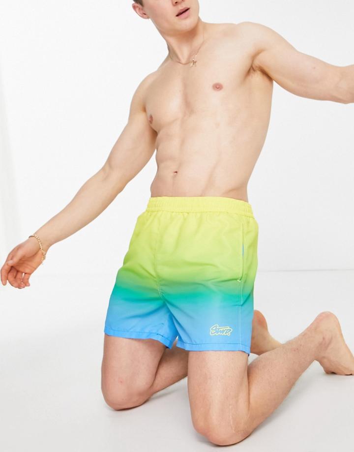 Pull & Bear Swim Shorts In Tie Dye Green