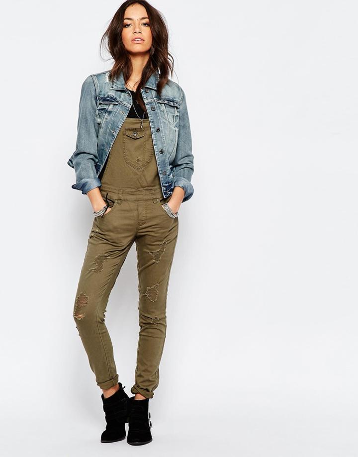 Only Denim Overalls - Khaki