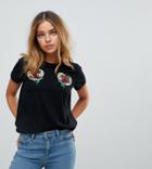 Asos Petite T-shirt With Mirror Sequin Badge Placement - Black