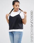 Asos Curve T-shirt With Cami Over Layer - Multi