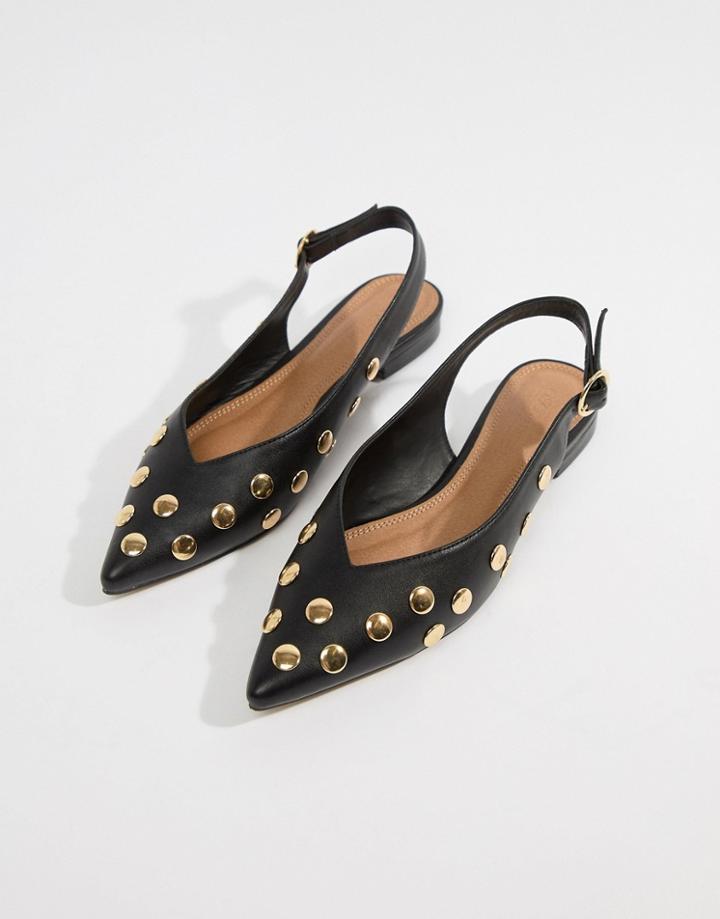 Asos Design Lasca High Vamp Pointed Ballet Flats - Black