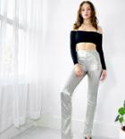 Asos Design Tall Jersey Sparkle Kick Flare Suit Pants In Silver