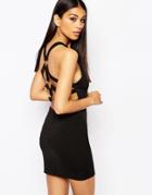 Rare London Body-conscious Dress With Strap Back Ring Detail - Black