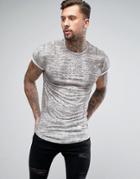 Religion Longline T-shirt With Roll Sleeve And All Over Print - Gray