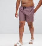 Asos Plus Swim Shorts With Geometric Print In Pink Mid Length - Pink