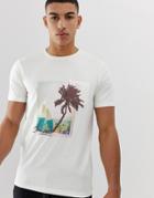 Jack & Jones Originals T-shirt With Washed Beach Graphic - White