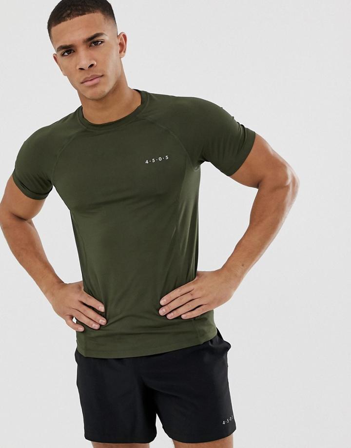 Asos 4505 Muscle T-shirt With Quick Dry In Khaki-green
