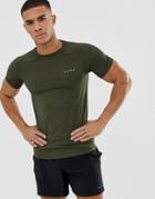 Asos 4505 Muscle T-shirt With Quick Dry In Khaki-green