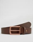 Asos Leather Belt With Rose Gold Buckle - Brown