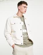 Pull & Bear Trucker Jacket In Ecru-neutral