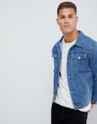 Burton Menswear Denim Jacket In Light Blue Wash - Blue