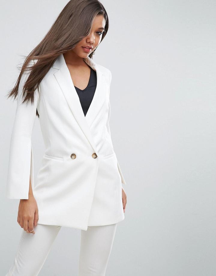 Asos Blazer With Split Sleeves - White