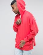 Asos Oversized Longline Half Zip Hoodie With Side Zips - Red