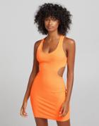 Bershka Cut-out Side Detail Body-conscious Dress In Orange