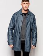 Native Youth Coated Chambray Trench - Navy