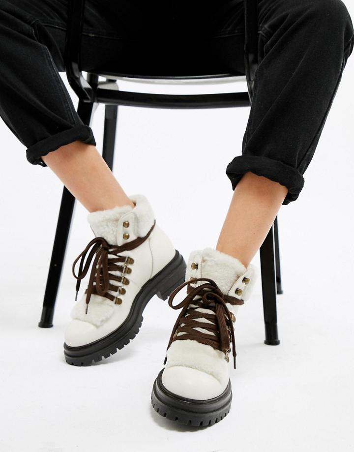 Kurt Geiger Regent White Leather Lace Up Ankle Boots - White