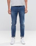 New Look Slim Jeans In Mid Wash Blue - Navy