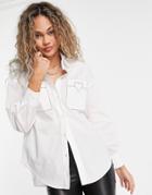 Love Moschino Heart Stitch Pockets Shirt In White