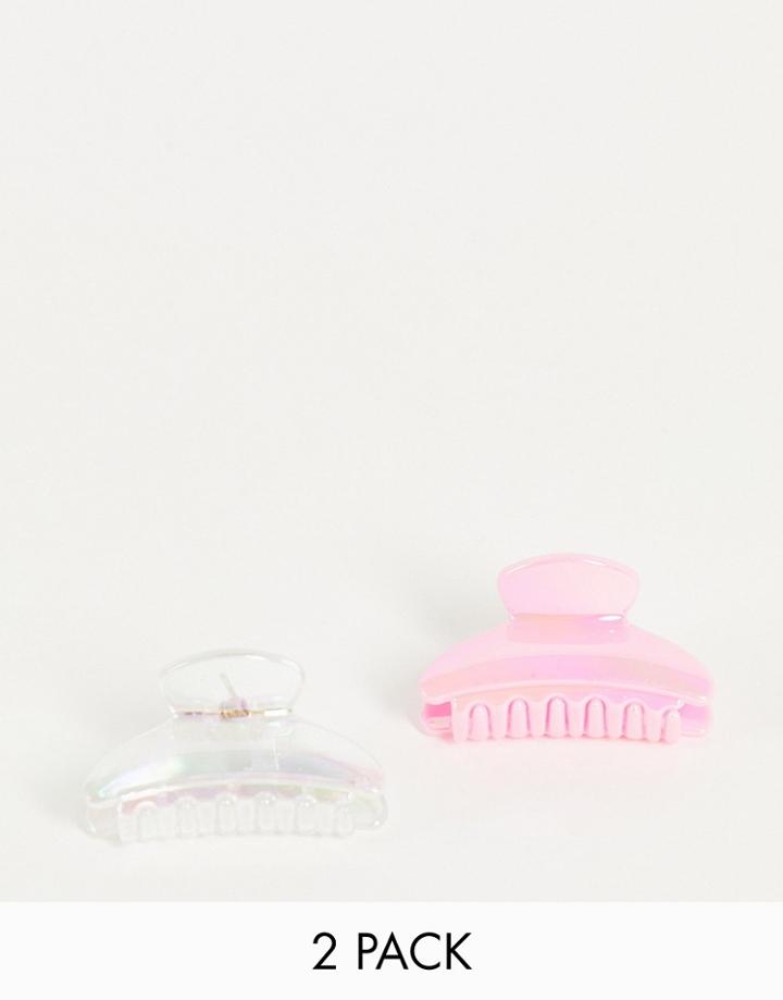 Designb London X2 Pack Mini Claw Hair Clips In Iridescent Resin-multi
