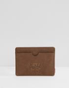 Herschel Supply Co Charlie Pebbled Leather Card Holder With Rfid - Brown