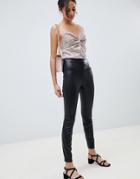 Miss Selfridge Faux Leather Skinny Pants In Black - Black