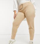 Asos Design Curve Knitted Sweatpants Set In Camel-neutral