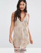 Wolf & Whistle Sequin Beach Dress - Gold