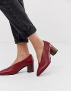 Vagabond Deep Red Leather Heeled Pumps With Wooden Heel