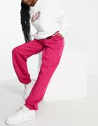 Daisy Street Active Relaxed Embroidered Sweatpants In Hot Pink