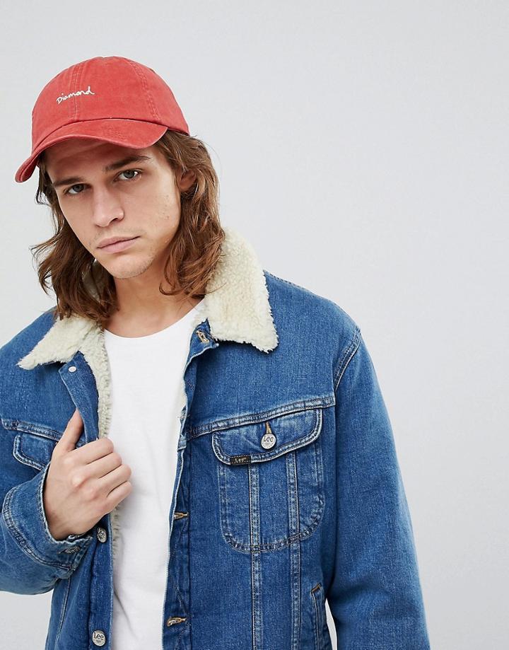 Diamond Supply Cap With Small Script Logo - Red