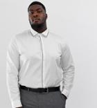 Asos Design Plus Regular Fit White Shirt With Black Tipping Detail - White