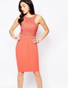 Forever Unique Creek Midi Dress With Crochet Applique - Coral