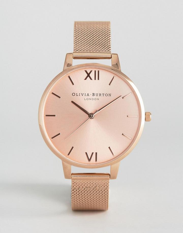 Olivia Burton Rose Gold Sunray Mesh Watch - Gold