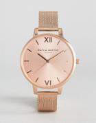 Olivia Burton Rose Gold Sunray Mesh Watch - Gold